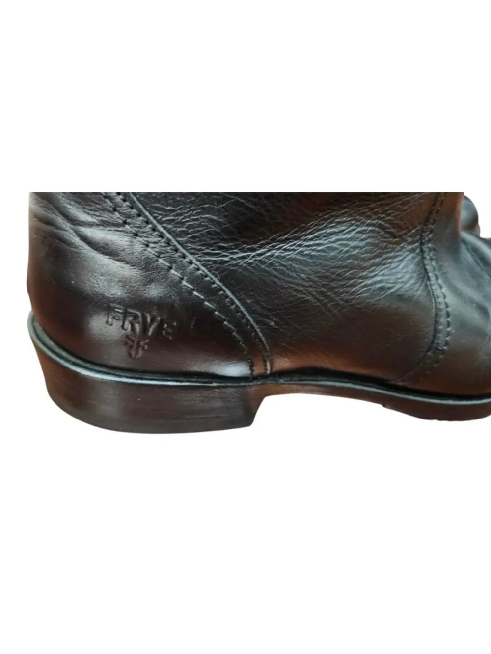 FRYE Black Leather Tall Riding Boots Size 8 Made in Spain Goodyear Welt Buckle